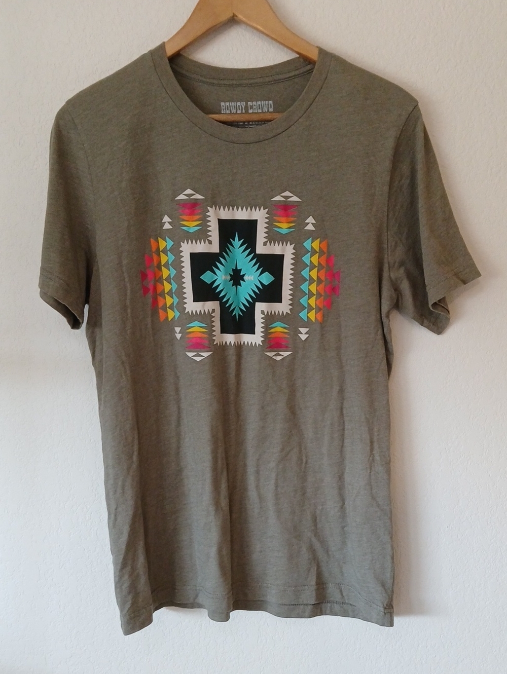 Rowdy Crowd Aztec Southwestern Green Short Sleeve Shirt